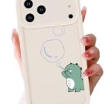 Cute Dinosaur Phone Case for iPhone 17 Pro 6.3″,Kawaii Bubble Cartoon Cases Funny Design Pattern Cover for Girls Kids Boys,Beige Soft Shockproof Lens Protection Funda for iPhone 17 Pro 6.3″