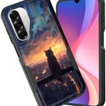 for Galaxy A17 5G Case,Dual Layer Heavy Duty Hybrid Shockproof Hard PC Soft Silicone TPU Bumper Protective Cover Case for Samsung Galaxy A17 5G 6.7 inch 2025,Cat Sitting on Window