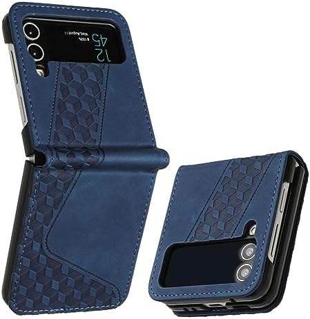 Compatible With Samsung Galaxy Z Flip 3 Case, Wallet Case Samsung Galaxy Z Flip 3, PU Leather with Hard PC Shell Shockproof Flip Cover Bookstyle Phone Cases Cover for Samsung Z Flip 3 (Blue)